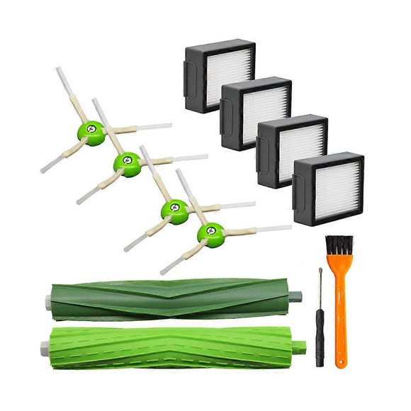 Roomba i7+ i4 E5 E6 E7 Series Vacuum Cleaner Replacement Parts, Rubber Brush + HEPA Filter + Side Sweep Brush
