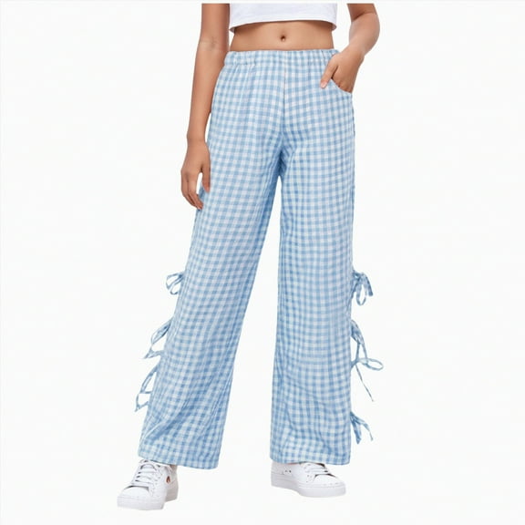 Hessimy Girls Jeans Size 10-12 Pants For Teen Girls Girls Jeans Denim Elastic Wasit Wide Leg Baggy Pants Kids Clothes Straight Denim Pants (Blue,11-12 Years)