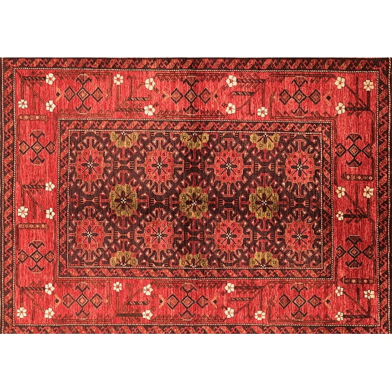 Ahgly Company Indoor Rectangle Oriental Orange Industrial Area Rugs, 5' x 7'