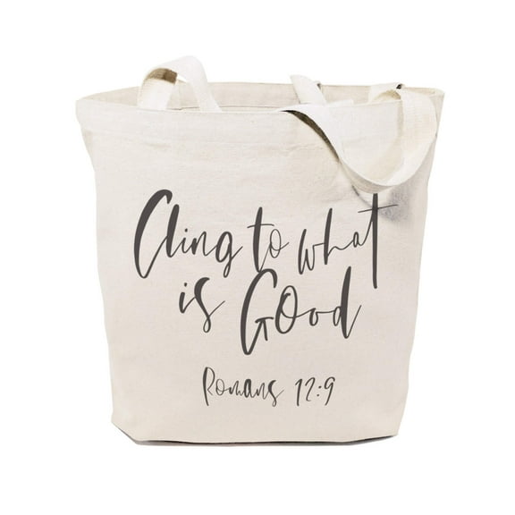 Cling to What is Good, Romans 12:9 Cotton Canvas Tote Bag by The Cotton  Canvas Co.