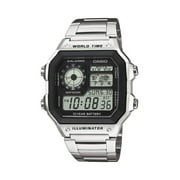 Mens World Time Watch, Stainless-Steel Bracelet