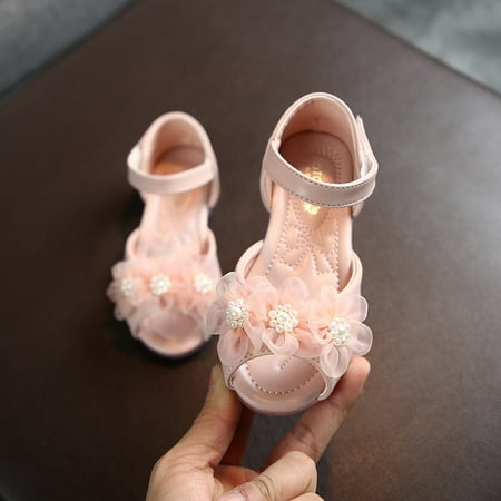 

Cathalem Size 1 Girls Shoes Girls Princess Baby Leather Toddler Sandals Pearl Shoes Party Glitter Shoes for Little Girls Shoes Pink 2.5 Years