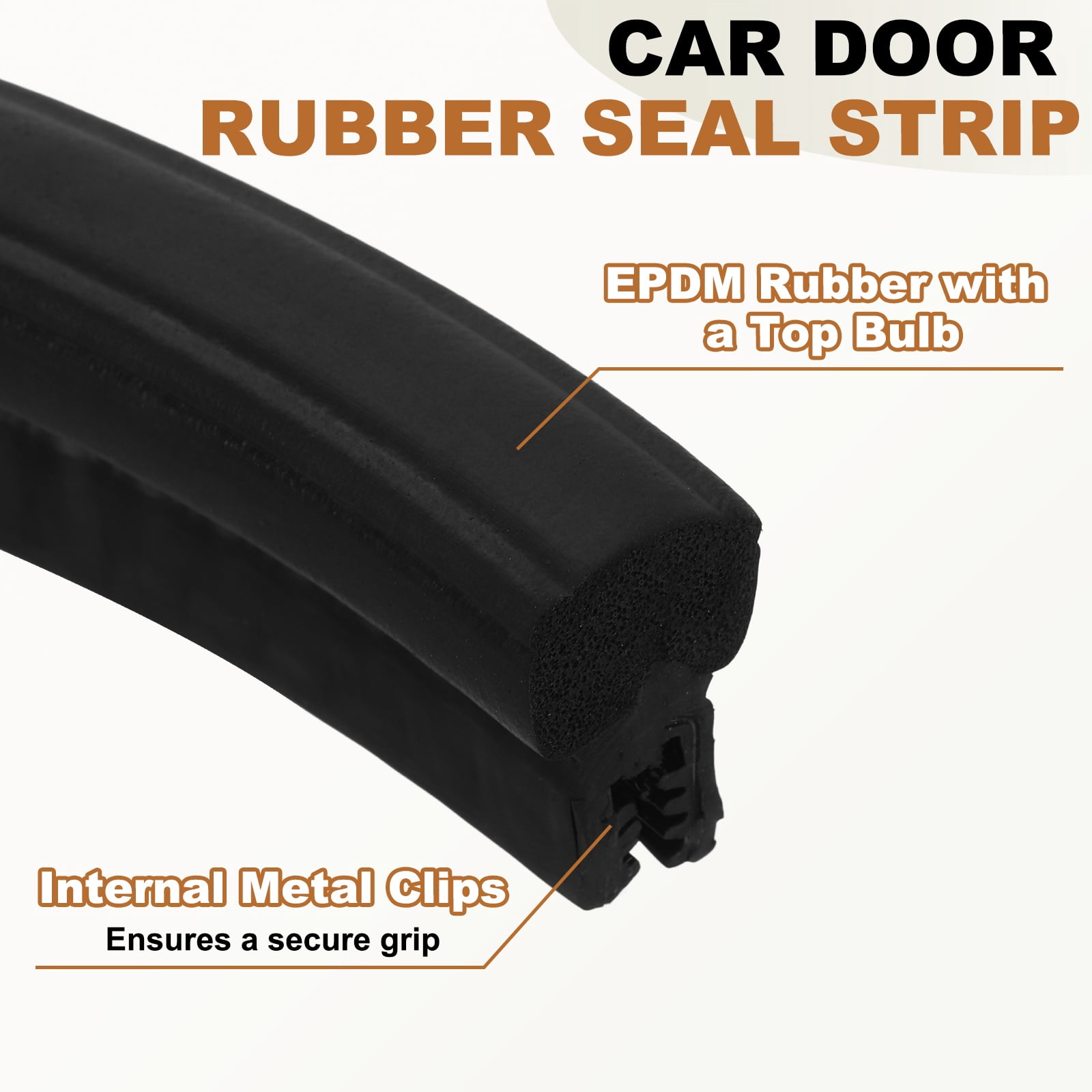 Door Weather Stripping 3.2FT, 17mm W x 29mm H EPDM Car Door Rubber Edge Trim Seal Strip Gasket with Top Bulb Fit 3mm to 5mm Edge for Electrical Cabinet Cars Boat RVs Truck, Black