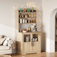 thumbnail image 4 of Spacious 6-Tier Farmhouse Baker's Rack with Glass Door – Kitchen Pantry Hutch, Thick Countertop, Storage Cabinet, Microwave Stand, Coffee Bar Organizer for Dining Room – White, 4 of 8
