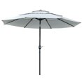thumbnail image 1 of Outsunny 9FT 3 Tiers Patio Umbrella Outdoor Market Umbrella with Crank, Push Button Tilt for Deck, Backyard and Lawn, Cream White, 1 of 9
