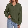 thumbnail image 6 of Women Waffle Knit Polo Sweatshirt Sevevn Collared Henley Button Long Sleeve Side Pocket Loose Casual Pullover Tops, 6 of 9
