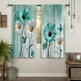thumbnail image 4 of Teal Floral Curtains 42W X 63L Inch 2 Panels Rod Pocket Rustic Farmhouse Flower Turquoise Wooden Retro Country Vintage Daisy Window Drapes Treatment Butterfly Living Room Bedroom Bathroom Curtains, 4 of 6