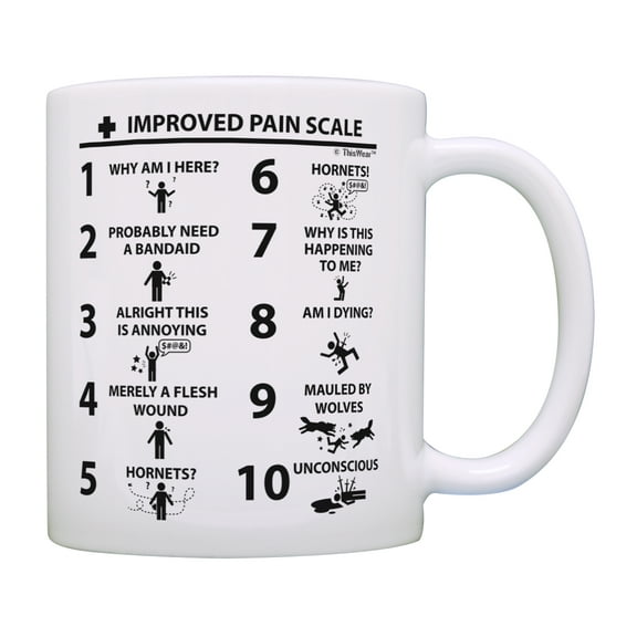 ThisWear Nurse Practitioner Gift Funny Doctor Gifts Improved Pain Scale CNA 11 ounce Coffee Mug