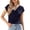 Navy, variant on BESEW7 Women's Summer Tops Casual Short Sleeve Blouses Solid Crew Neck Relaxed Fit Knit Tee for Business Work Holiday Everyday Wear Sky Blue 4XL