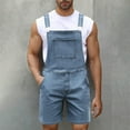 thumbnail image 2 of RYDCOT Denim Overalls for Men Jean Shorts Jumpsuit Work Coveralls with Prethoracic Pocket Sky Blue, 2 of 7