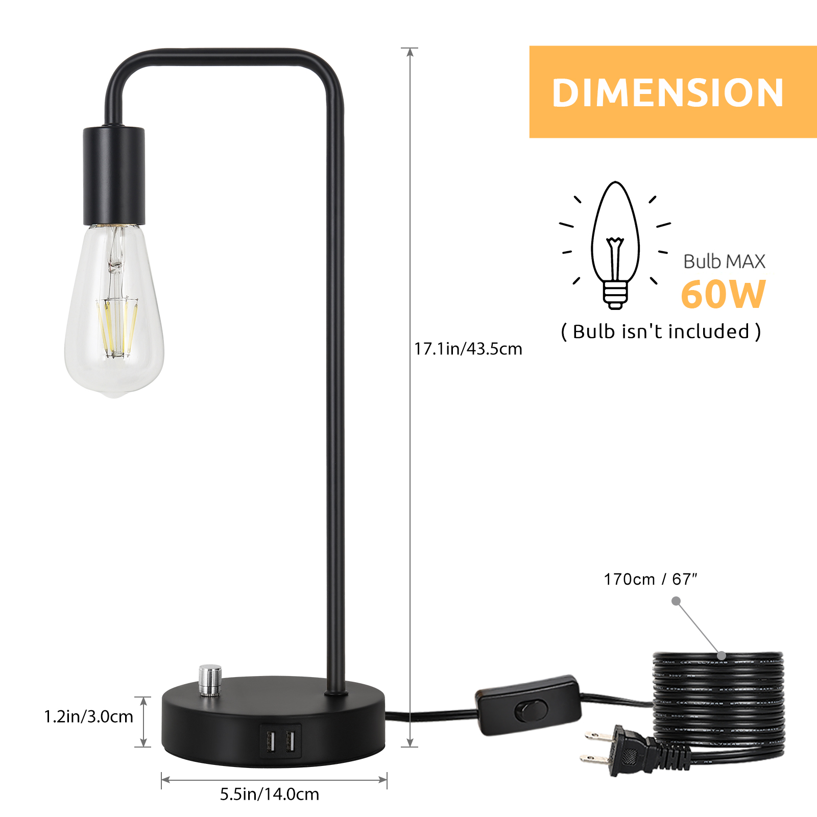 Bedroom Industrial Desk Lamp Modern Bedside Lamp
