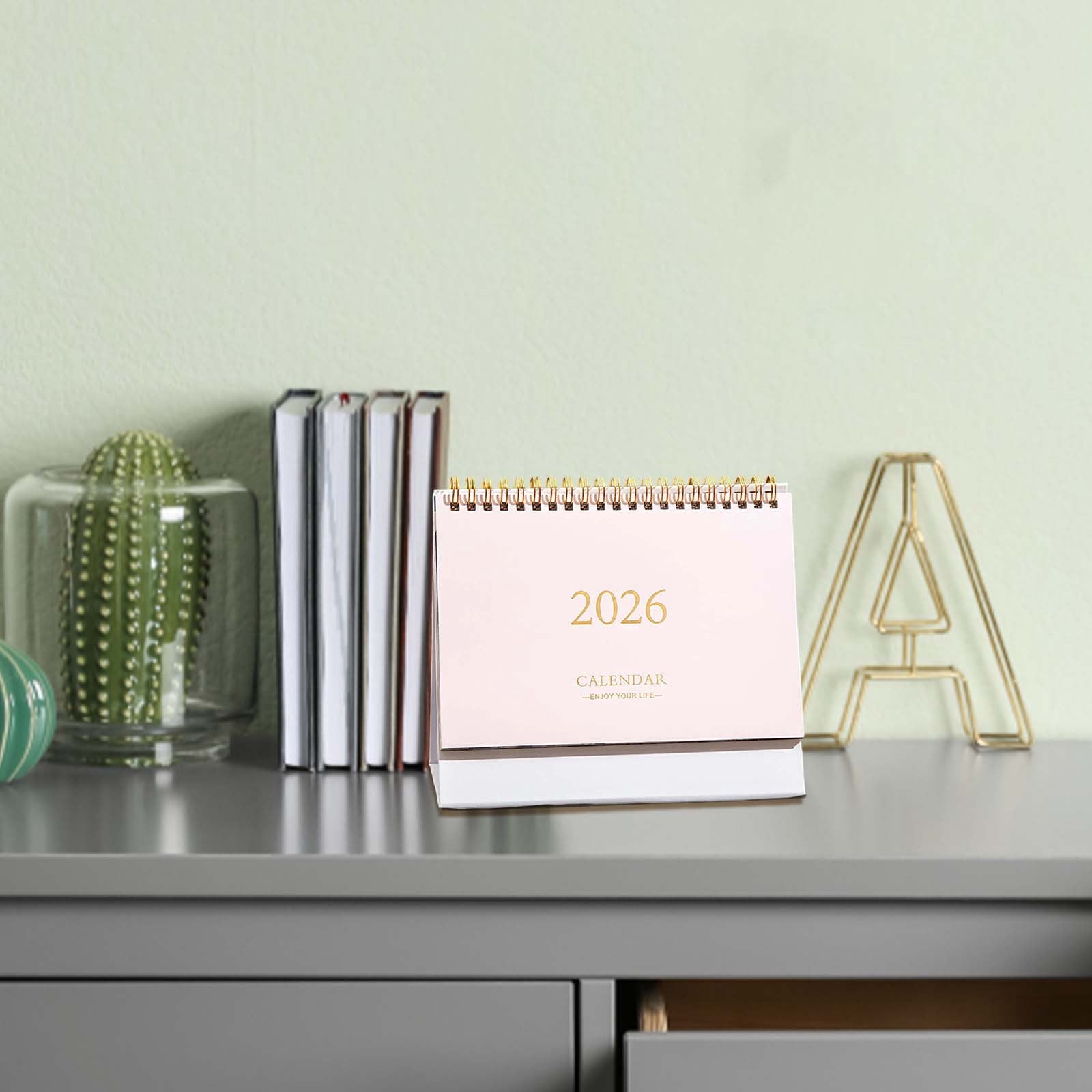 Yunuuuoa 1 Packs 2026 Desktop Calendar, Minimalist Office Planner with Borders, Memo Note for Productivity, Modern Desk Organizer, Office Supplies, Desk Accessories, Gift for Professionals