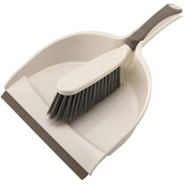 Metal Dust Pan and Brush Set Soft Bristle Wooden Broom Heavy Duty Pan Portable Size