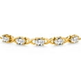 thumbnail image 3 of Gem Stone King 18K Yellow Gold Plated Silver White Created Sapphire Bracelet for Women (5.00 Cttw, Gemstone September Birthstone, Oval 7X5MM, Fully Adjustable up to 9 inches), 3 of 5