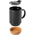 thumbnail image 4 of Gibson Home Modani 2 Pack Large 16.5 OZ Ceramic Mugs Set with Removable Cork Bottom and Lid - Black, 4 of 5
