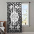 thumbnail image 4 of Black Grey Sheer Curtains 54 Inches Long, Boho Vintage Print Distressed Brick Patterns Light Filering Curtains, Breathable Simi Curtain Privacy Drapes for Kitchen Bathroom Small Window Treatment, 4 of 9