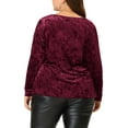 thumbnail image 3 of MODA NOVA Juniors Plus SIze Crew Neck Long Sleeves Fashion Velvet Top, 3 of 6