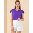 thumbnail image 3 of Camiseta Manga Tulipán Allegra K Cuello En V Básico Mujer Púrpura L, 3 of 6
