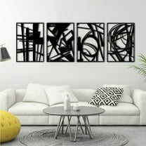 4 Pack Black Abstract Metal Wall Art, Minimalist Art Wall Decor, 3D Textured Metal Wall Sculptures, for Living Room Bedroom Bathroom Study Room