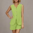 thumbnail image 4 of ZZwxWA Womens 2 Piece Summer Work Casual Sets, Sleeveless Button Down Loose Vest Outfits Matching Drawstring Baggy Shorts, 4 of 7