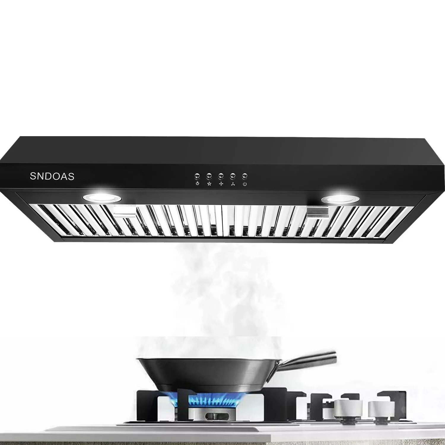 Range Hood Range hood 30 inch Vent Hood 600CFM Range hood Kitchen Powerful 3-Speed Fan w/ LEDs