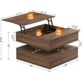 thumbnail image 4 of GUNAITO Lift Top Coffee Table with Storage and Hidden Compartment, Wood Square Coffee Table for Living Room, 31.5'' Small Center Table with Open Display Shelf for Dining Reception Room, Walnut, 4 of 6