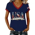 thumbnail image 2 of YVNAURA America 250 Vintage Patriotic V Neck T Shirt for Women 1776-2026 Faded Flag Graphic Tee Semiquincentennial Limited Edition Casual Streetwear Top for 4th of July, Dark Blue, L, 2 of 7