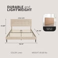 thumbnail image 2 of Open Box DeCoro Cambridge Upholstered Wooden Platform Bed Frame, King, Linen, 2 of 11