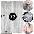 thumbnail image 2 of 2 Pack Silver Metallic Foil Curtain Backdrop: Tinsel Fringe Curtains Photo Booth, 2 of 6