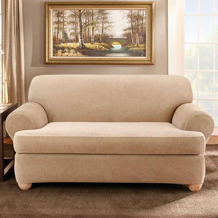 Sure Fit Stretch Stripe Separate Seat T-Cushion Loveseat Slipcover