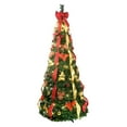 thumbnail image 2 of BingTong Pop Up Prelit Artificial Christmas Tree , Pre-Decorated Christmas Tree with Red&Gold Decorations, 1 Minute Decorated Xmas Trees for Holiday, Party Decoration 7.5ft, 2 of 7