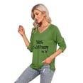 thumbnail image 3 of ZXSXSY Graphic Tees for Women Letter Print V-Neck T-Shirts Long Sleeve Casual Tops, 3 of 7