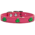 thumbnail image 2 of Mirage Pet Products Leather Shamrock Dog Collar, Pink, L, 2 of 3