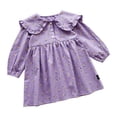 thumbnail image 1 of Odeerbi 2-10 Años Niñas Princesas Vestidos Florales Cuello Peter Pan Vestido Algodón Cuello Redondo Botones Vestido Manga Larga, 1 of 9