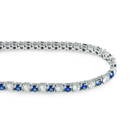 Bracelet with 3mm Round Blue Sapphires and White Topaz