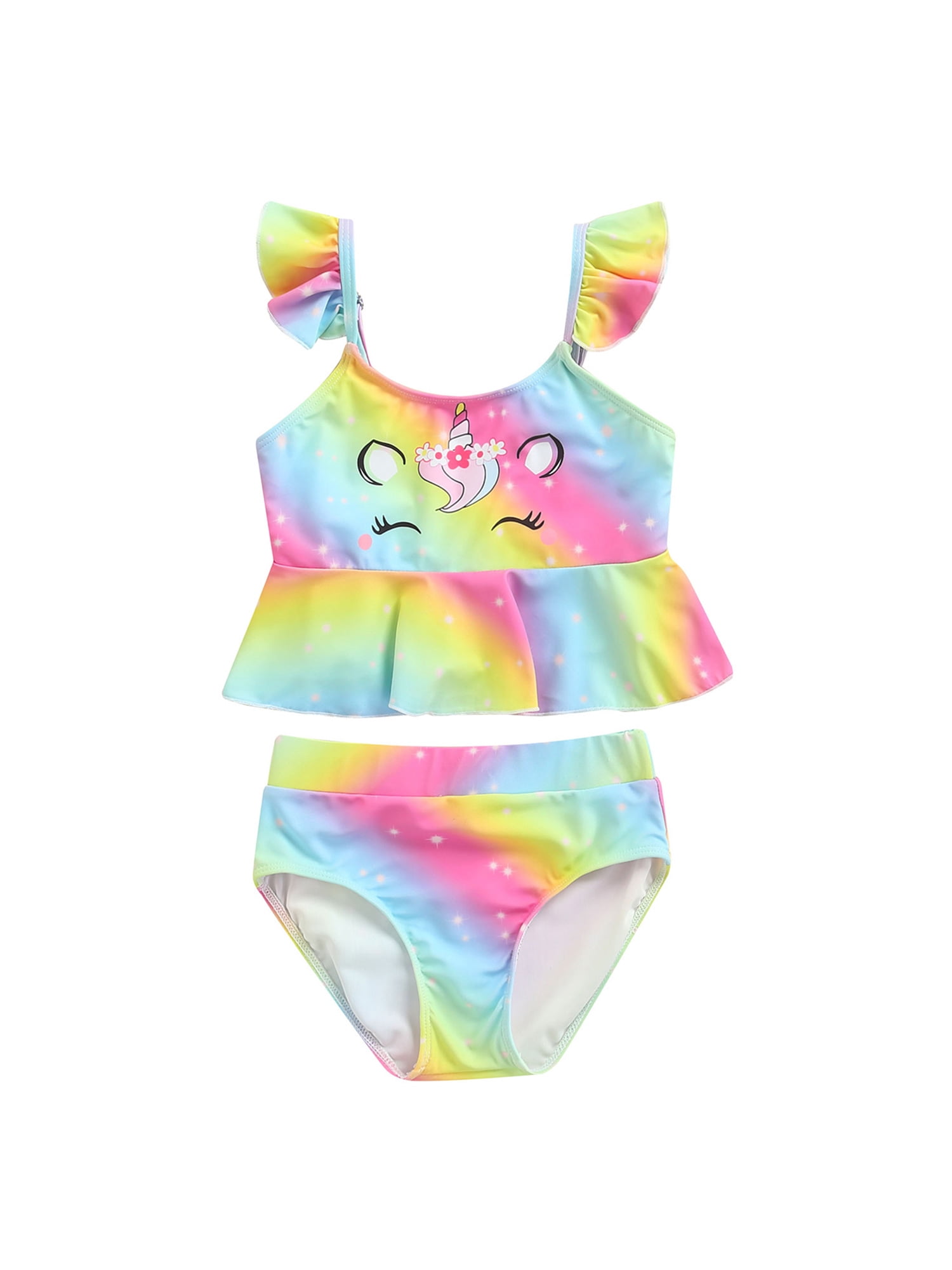 Noubeau Infant Swimsuit Girl One Piece Swimsuits Ruffle Bikini Baby Bathing Suit Girl Swimwear Cartoon Tankini 