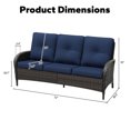 thumbnail image 3 of Meetleisure 3-Seat Outdoor Sofa, Couch Patio Sofa with Deep Seating and Thick Cushions, Blue, 3 of 7