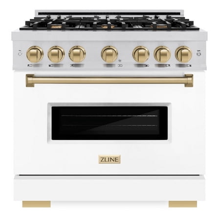 ZLINE - 36 in. Wide 6 Burner 5.2 cu. ft.  Autograph Classic Dual Fuel Freestanding Range with Bronze Accents - Black