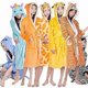 thumbnail image 1 of Hooded Animal Print Bathrobe with Unicorn Design for Kids and Adults, 1 of 5