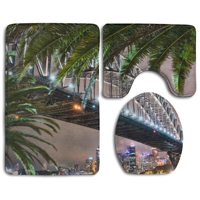 Juego de alfombras de baño ABPHQTO Puente de Sydney en la noche 3 piezas