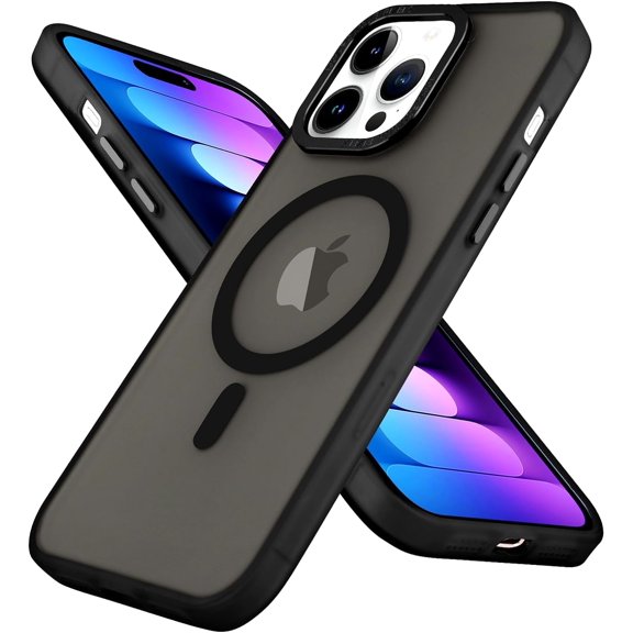 Magnetic for iPhone 15 Pro Max Case [Compatible with MagSafe] [10FT  Grade Drop Tested] Slim Translucent Matte Shockproof Case for iPhone 15 Pro Max Phone Case Space Black (6.7")