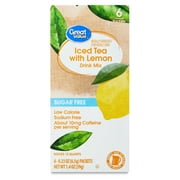 (4 pack) (4 Boxes) Great Value Drink Mix, Iced Tea with Lemon, Sugar-Free, 1.4 oz, 6 Count