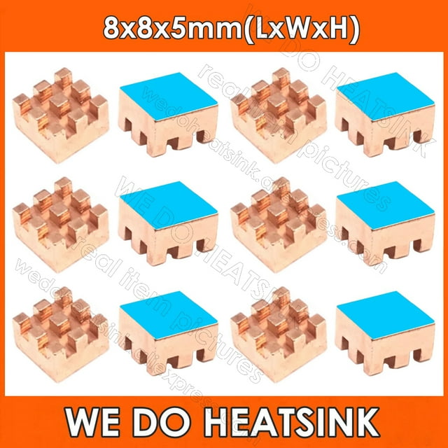 8x8x5mm Without or With Thermal Pad Mini Small Copper Heatsink Cooler Radiator For Orange Pi 5 With Pad 1pcs