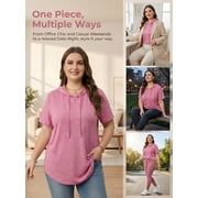 Cuteduck Plus Size Hoodies for Women Short Sleeve V Neck Pullover Drawstring Tops Loose Fit Casual Sweatshirts 1X-5X