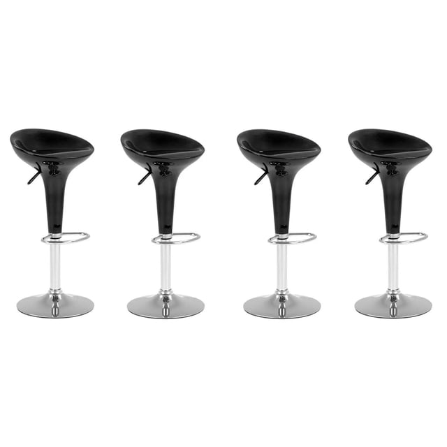 Banco Alto De Barra Set 4 Pzs Giratorio Altura Ajustable Bar negro