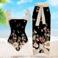 thumbnail image 2 of Traje De Baño Damas 2 piezas de traje de playa para mujer con cordones y vestido para deportes acuáticos (flor negra XL) Sywqhk Para Estrenar, 2 of 7