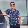 thumbnail image 4 of Rateoe Skull purple flower Pattern Men's Short Sleeve Polo Shirts, Golf Polo Shirts Short Sleeve Performance Moisture Wicking Dry-3X-Large, 4 of 6