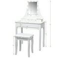 thumbnail image 4 of Pemberly Row Contemporary MDF and Pine Vanity Table Set with 3 Drawers in White, 4 of 12