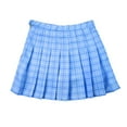 thumbnail image 4 of Baqcunre Waist Chain ALine Skirt High Waist Check Pleated Skirt A Line Skirt Pleated Skirt Mini Skirt Women Clothing Skirts For Women,Color Sky Blue,Size L, 4 of 4