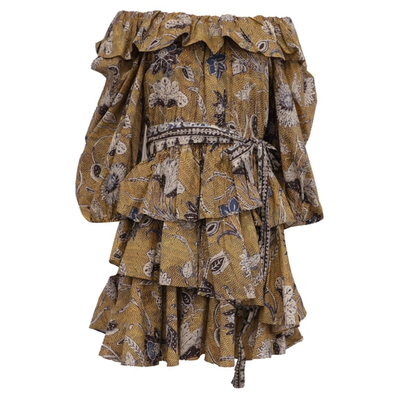 Pre-Owned Ulla Johnson Giselle Ruffled Mini Dress in Multicolor Cotton